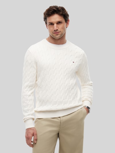 Tommy Hilfiger regular fit pullover van puur katoen Ecru - 4