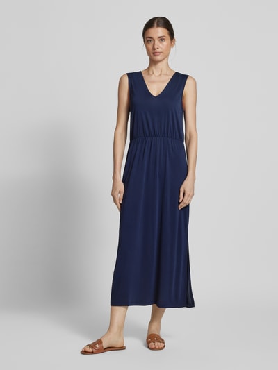 Christian Berg Woman Midikleid mit V-Ausschnitt und Seitenschlitzen Dunkelblau 4