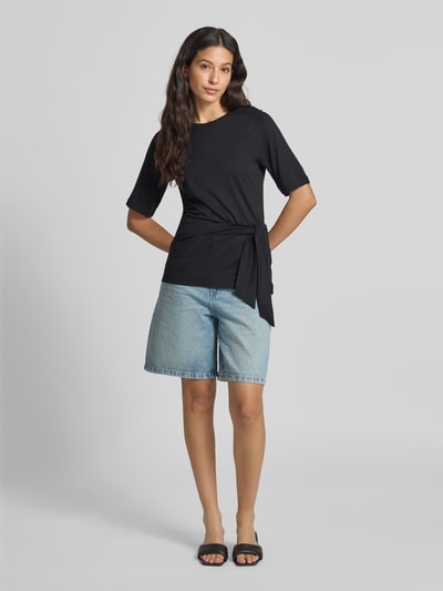 GUIDO MARIA KRETSCHMER WOMAN T-shirt met plooien, model 'EMINA' Zwart - 1