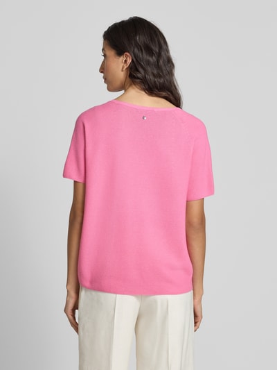 Oui Strickshirt mit abgerundetem V-Ausschnitt Rosa 5