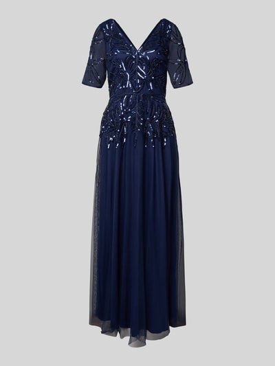 Adrianna Papell Sukienka wieczorowa z dekoltem w serek i cekinami Ciemnoniebieski 2