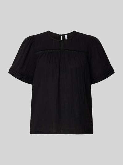 Produktfoto, Relaxed Fit Bluse aus reiner Baumwolle Modell 'SIKKA' von Pieces, Optik: Unifarben, Kurzarm, Musselin, Falten-Details