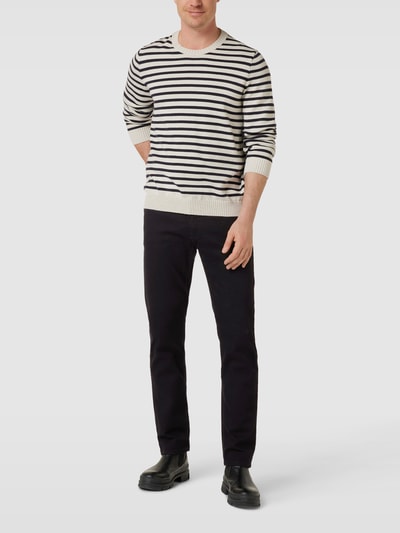 Pierre Cardin Tapered fit-jeans met labelpatch, model 'Lyon' Zwart - 1
