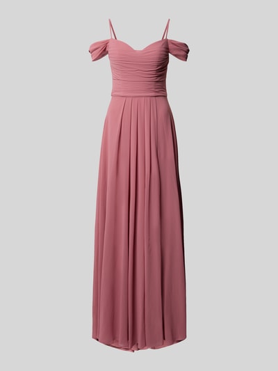 Mascara Abendkleid mit Carmen-Ausschnitt und Gehschlitz Altrosa 2