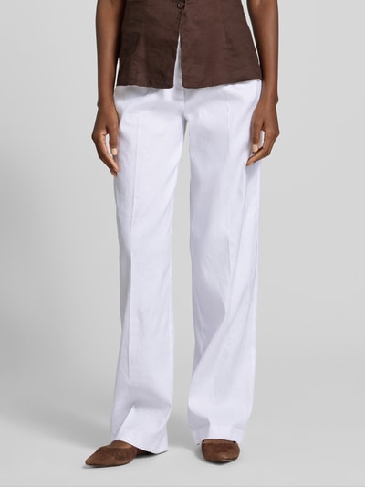 GUESS Hose aus Leinen-Mix mit Bügelfalten Modell 'CARLA' Weiss 4