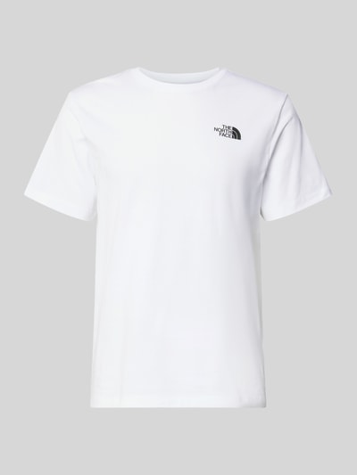 Produktfoto, Regular Fit T-Shirt mit Logo-Print von The North Face, weiß, Baumwoll-Mix, Rundhalsausschnitt, Rückenlänge 69 cm bei Größe M.