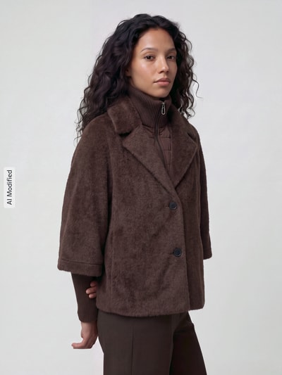 Tom Tailor Regular fit teddyjack met lange mouwen Donkerbruin - 4
