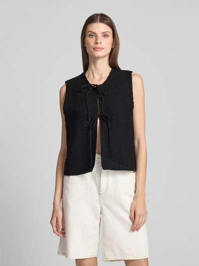 Copenhagen Muse Gilet met vetersluiting, model 'FIONA' Zwart - 4