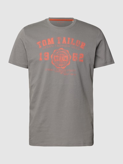 Tom Tailor T-shirt met labelprint Lichtgrijs - 2