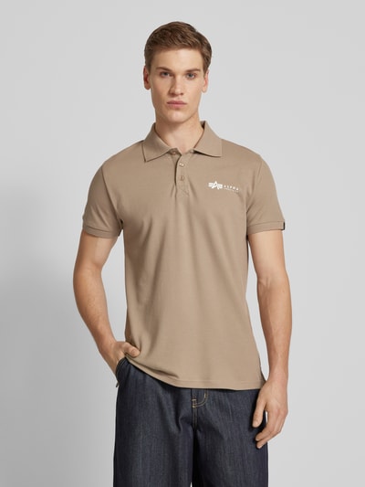 Alpha Industries Regular fit poloshirt met labelprint Zand - 4