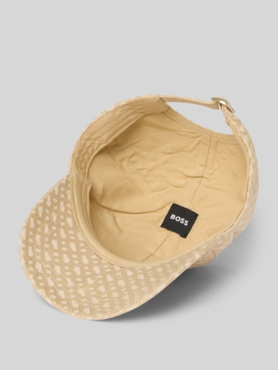 Produktfoto, Basecap aus reiner Baumwolle Modell 'ARI-M-CO' von BOSS in Beige mit Allover-Logo-Print, Twill-Textur, verstellbarer Riegel