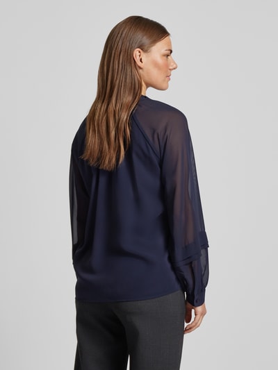 comma Relaxed fit strikblouse met ballonmouwen Marineblauw - 5