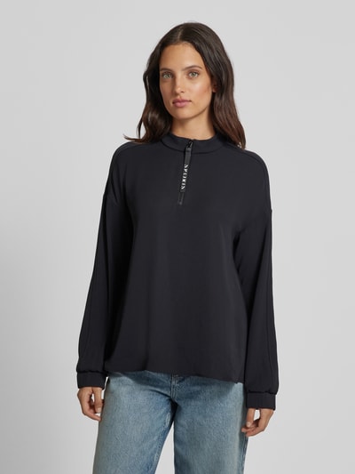 Marc Cain Relaxed Fit Bluse mit Stehkragen Black 4