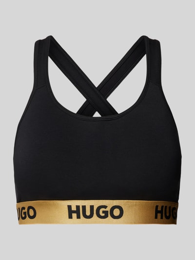 HUGO Bralette met elastische band met label, model 'SPORTY' Goud gemêleerd - 1