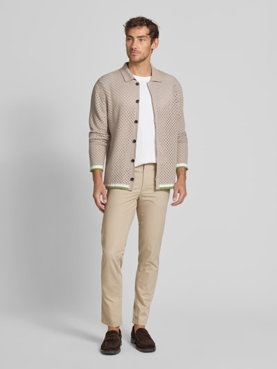 Knowledge Cotton Apparel Tapered fit chino met steekzakken, model 'TIM' Steengrijs - 1