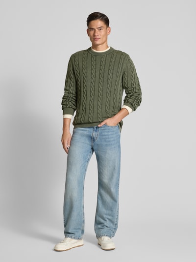 MCNEAL Strickpullover mit gerippten Abschlüssen Oliv 1