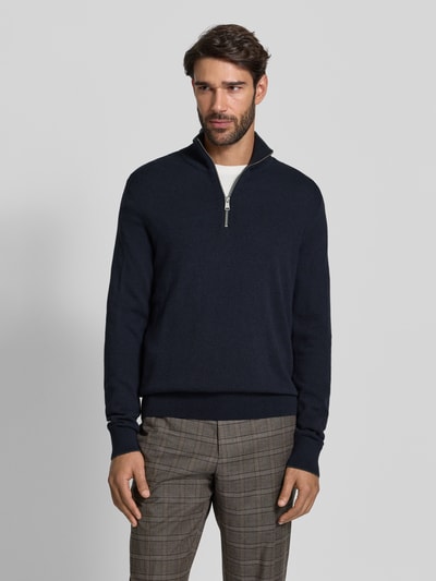 Marc O'Polo Regular Fit Troyer Baumwoll-Schurwoll-Mix Marine 4