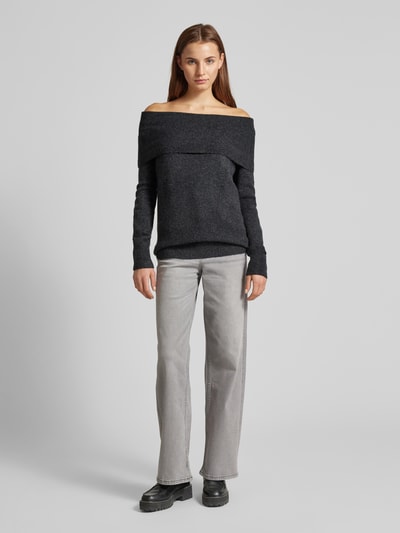 Tom Tailor Denim Weicher Pullover mit Carmen-Ausschnitt Anthrazit 1