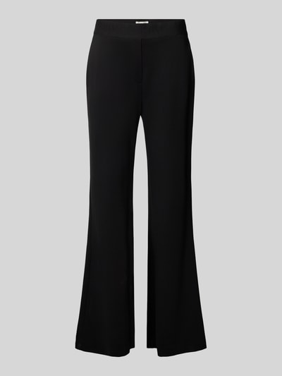 Productfoto, Flared Cut Hose aus Viskose-Mix mit Gesäßtaschen van Christian Berg Woman, zwart met flared pijpen, stretch, gladde textuur, binnenbeenlengte 80 cm, taillewijdte 40 cm, dames broek