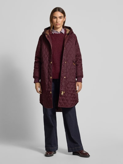 Barbour Relaxed Fit Steppmantel mit Cordbesatz Modell 'HILARY' Bordeaux 1