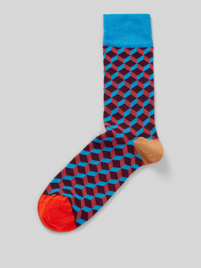 DillySocks Sokken met motiefstitching, model 'Pop Dice' Koningsblauw - 1