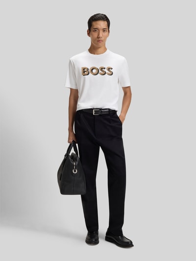 BOSS Regular Fit T-Shirt aus merzerisierter Baumwolle Modell 'THOMPSON 656' Weiss 1