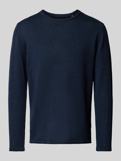 GABBA Regular Fit Strickpullover aus Leinen-Baumwoll-Mix Marine 2