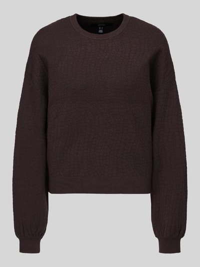 Produktfoto, brauner Regular Fit Pullover aus Viskose-Mix Modell 'NANCY' von VERO MODA, strukturierte Oberfläche, Damen Pullover