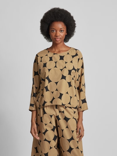 Drykorn Blouseshirt met all-over motief, model 'NIALINI' Beige - 4