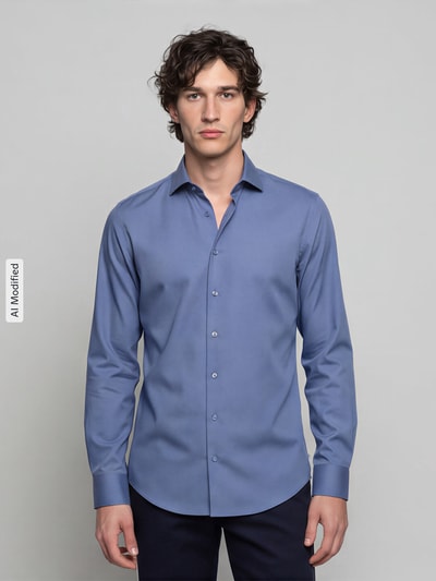 Seidensticker Slim Fit Businesshemd aus reiner Baumwolle Modell 'New Kent' Marine 4