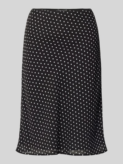 Produktfoto, schwarzer Chiffon Minirock im Allover-Look Modell 'Mindie' von Neo Noir mit weißen Punkten, gerader Schnitt, strukturierte Oberfläche