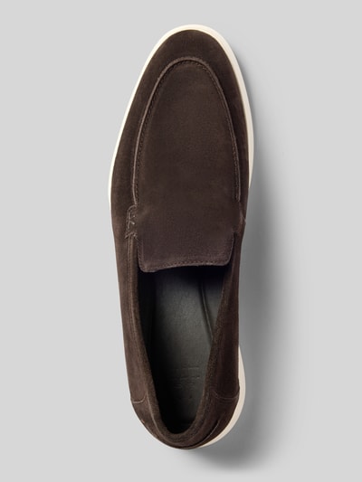 Produktfoto, Loafers aus Leder Modell 'STRIDE FLEX' von Lloyd in Dunkelbraun mit abgerundete-Spitze, Schlupfform, Echtleder, Absatzhöhe 2 cm, Schafthöhe 7 cm, Schaftweite 12 cm, glatte Oberfläche und dezente Nahtdetails.