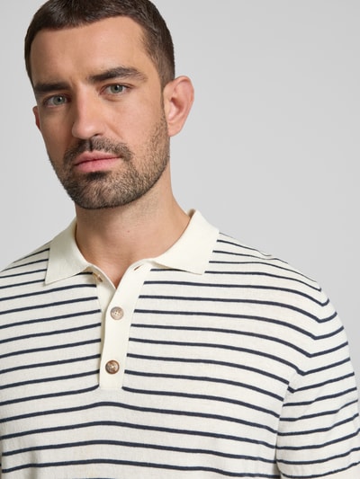 Fynch-Hatton Regular fit poloshirt met ribboorden Offwhite - 3