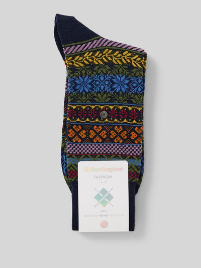 Burlington Socken aus Schurwoll-Mix Modell 'Country Fair Isle' Dunkelblau 3