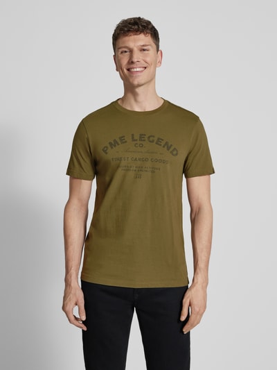 PME Legend Regular Fit T-Shirt mit Logo-Print Oliv 4