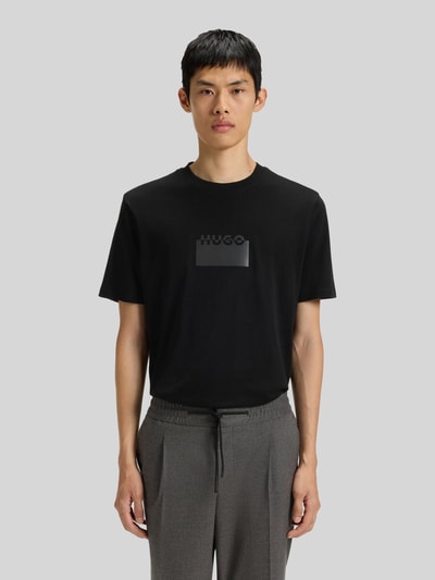 HUGO Regular Fit T-Shirt aus Baumwoll-Jersey Modell 'DELASTIO' Black 4