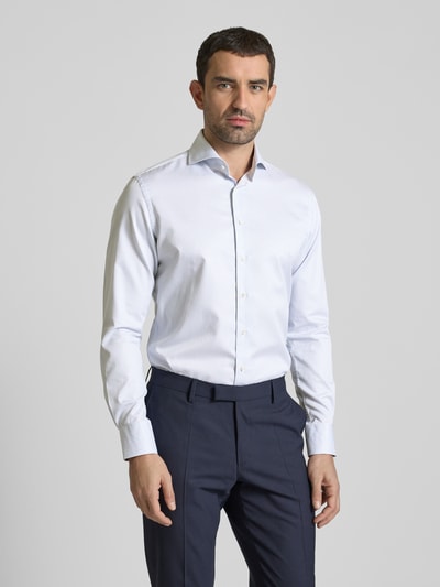 Profuomo Slim Fit Business-Hemd mit Haifischkragen Modell 'X-Cutaway' Blau 4