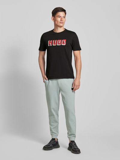 HUGO T-Shirt mit Label-Print Modell 'Daqerio' Black 1