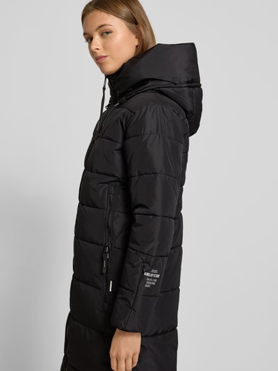 khujo Regular fit gewatteerde lange jas met gevoerde opstaande kraag, model Jilia' Zwart - 3