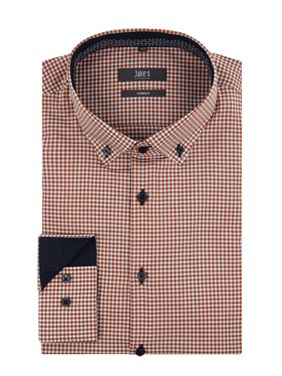 Jake*s Modern Fit Business-Hemd mit Vichy Karo 381 ROT 2