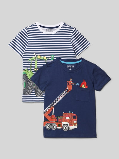 Blue Seven T-Shirt mit Motiv-Print im 2er-Pack Marine 1