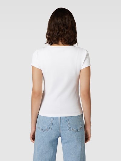 Tommy Jeans T-Shirt mit kurzer Knopfleiste Weiss 5