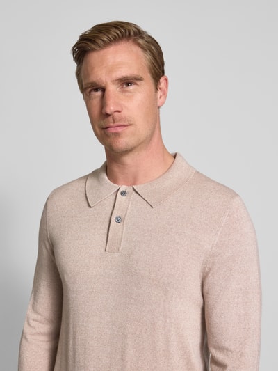 Christian Berg Men Slim fit gebreide pullover van wolmix Zand gemêleerd - 3