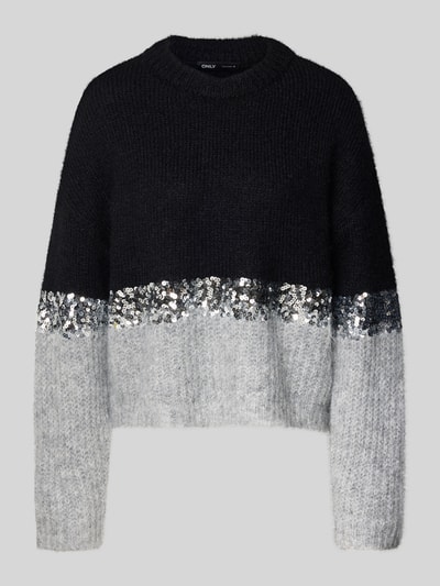 Only Relaxed fit gebreide pullover met wol, model 'MAINE' Metallic zwart - 2