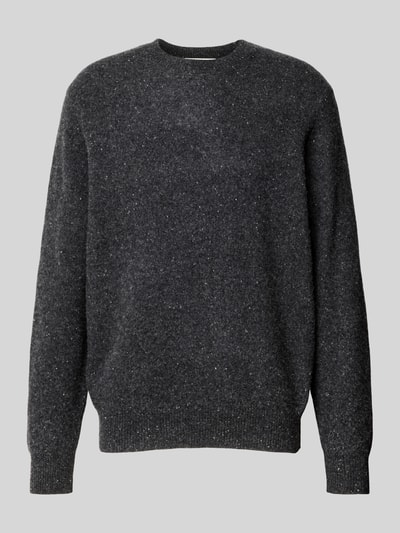 ANNARR Sweter z wełny z prążkowanymi ściągaczami Ciemnoszary 2