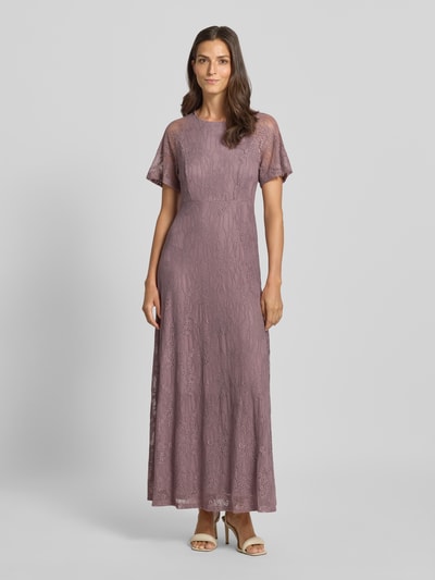 Vila Długa sukienka z koronki z okrągłym dekoltem Fiołkoworóżowy 4