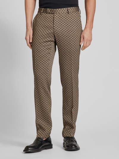 Karl Lagerfeld Slim fit pantalon met all-over motief Zand - 4