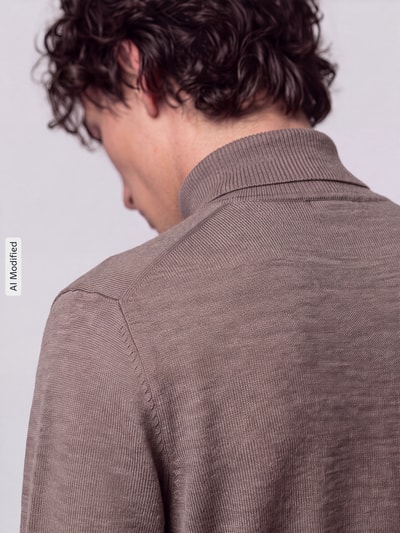 Jake*s Studio Men Regular Fit Rollkragenpullover aus reiner Wolle Modell 'MIKO' Mittelbraun 3