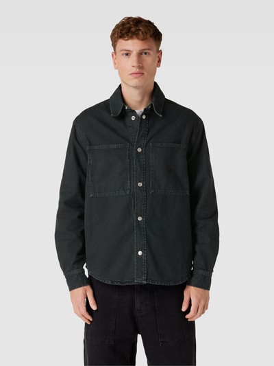 Calvin Klein Jeans Freizeithemd mit Label-Stitching Modell 'CANVAS' Black 4