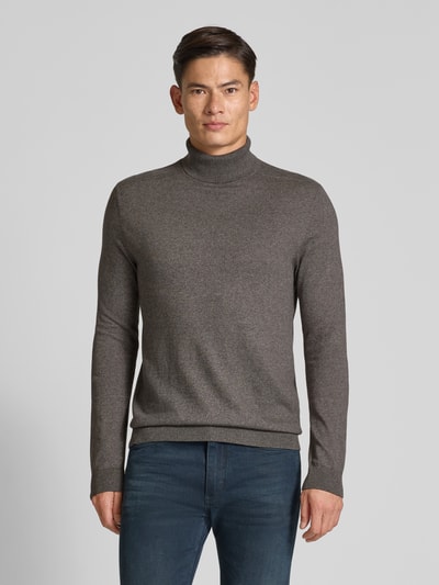 SELECTED HOMME Regular fit gebreide pullover van puur katoen, model 'BERG' Donkerbruin gemêleerd - 4